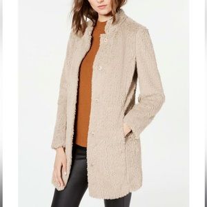 KENNETH COLE WOMEN'S FAUX FUR TEDDY COAT